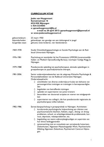 CURRICULUM VITAE Joske van Huygevoort Sumatrastraat 16 6524 ...