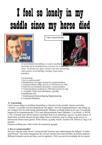 I feel so lonely in my saddle since my horse died - Essay ... - brekke.dk