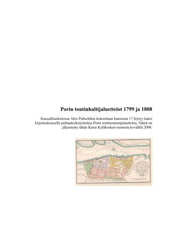 Porin tontit 1799 ja 1808