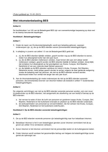 Wet inkomstenbelasting BES - Belastingdienst/Caribisch Nederland