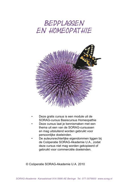 Bedplassen en homeopathie.indd - SORAG-Akademie