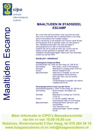 MAALTIJDEN IN STADSDEEL ESCAMP - Haagse Ouderen