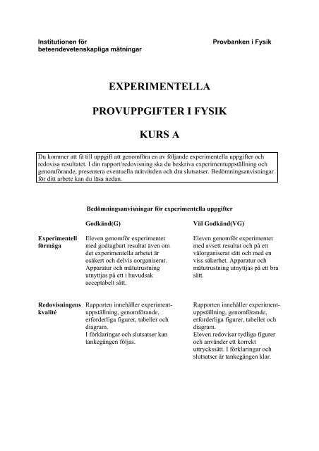 Pdf Format Skolverkets Provbank I Fysik