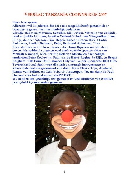 tanzania-verslag-2007-cwk-tv - Stichting Clown Bijouxxx Buitenland