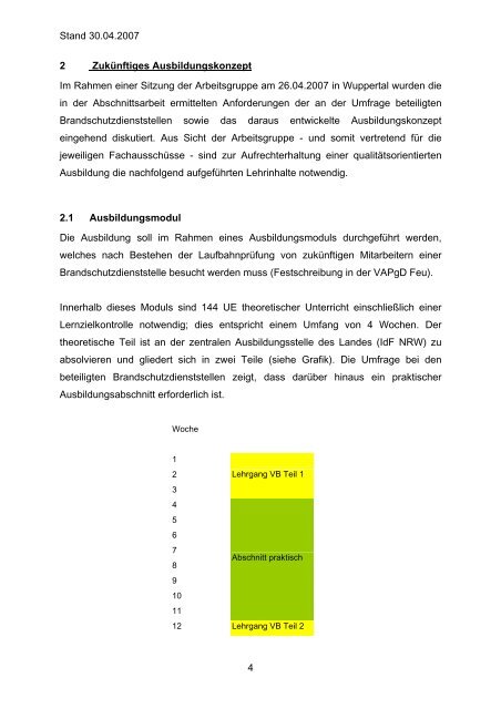 Änderung der Vapgd Feu NRW Hier: Erarbeitung eines - AGBF NRW