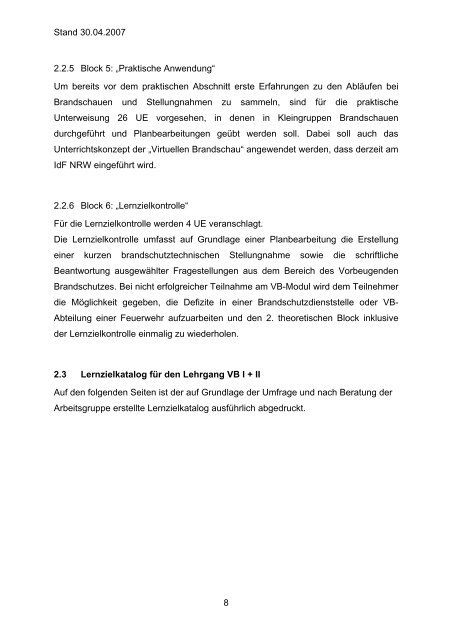 Änderung der Vapgd Feu NRW Hier: Erarbeitung eines - AGBF NRW