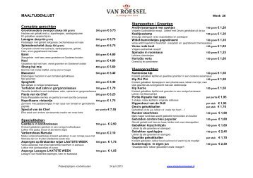 Maaltijdenlijst week 26 2013 - Slagerij van Roessel