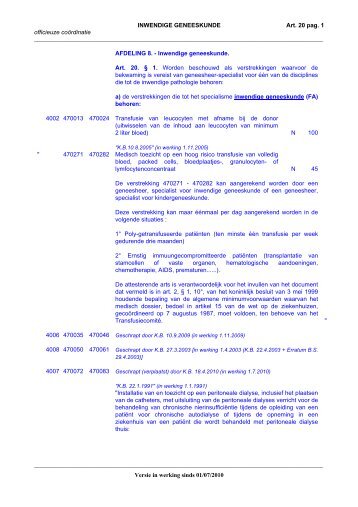 Nomenclatuur van de geneeskundige verstrekkingen ... - V.B.S.-G.B.S.