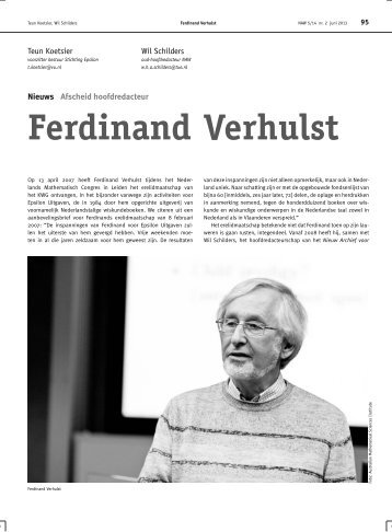 Ferdinand Verhulst - Nieuw Archief voor Wiskunde