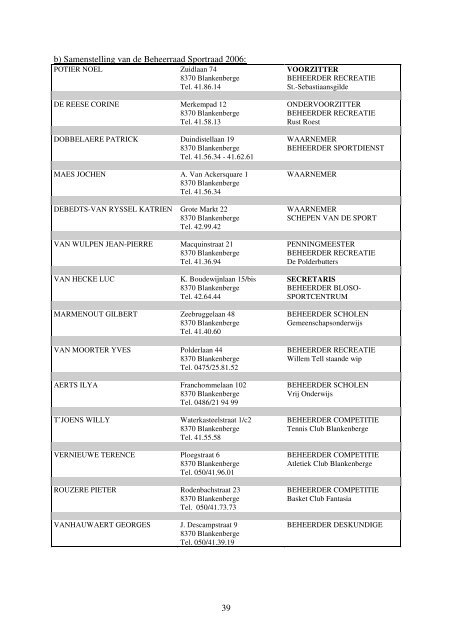 Sportbeleidsplan 2008-2013 - Sport - Stad Blankenberge