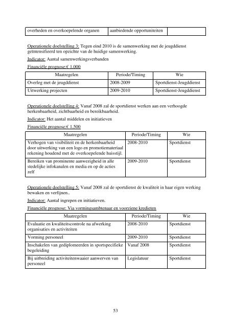 Sportbeleidsplan 2008-2013 - Sport - Stad Blankenberge