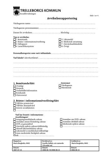 Avvikelserapport - Trelleborg