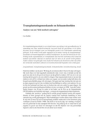 volledig artikel - Tijdschrift Medische Antropologie - Universiteit van ...