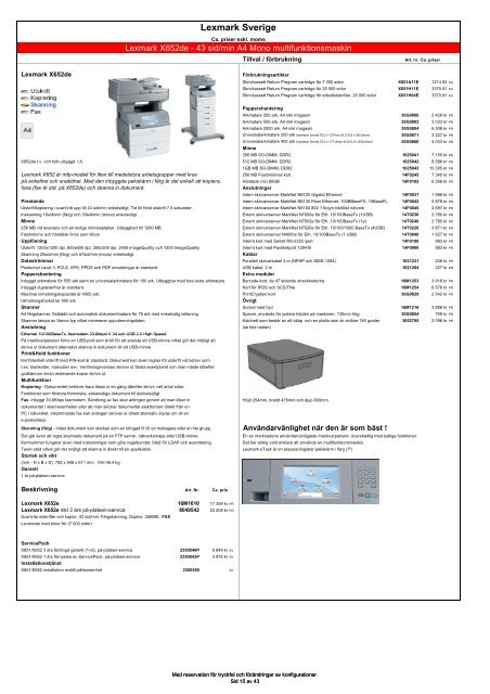 Lexmark prislista 20120301