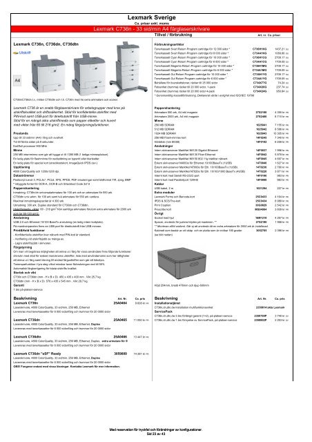 Lexmark prislista 20120301