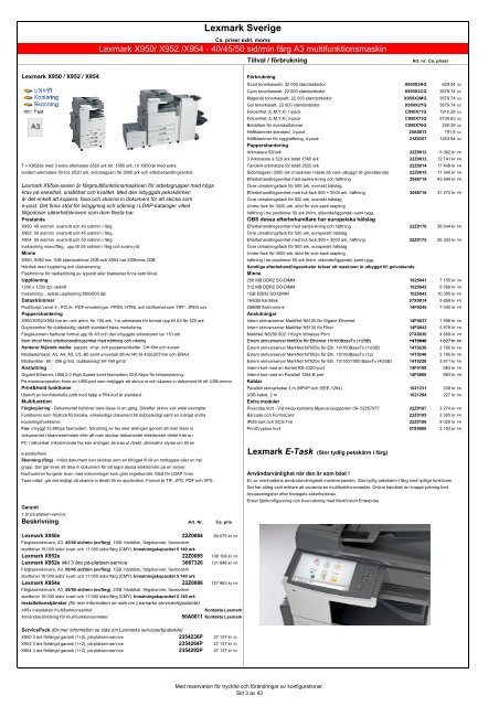 Lexmark prislista 20120301