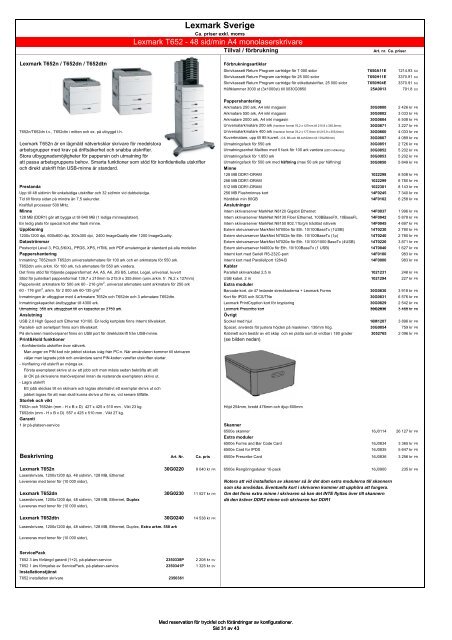 Lexmark prislista 20120301