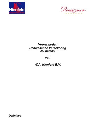 Voorwaarden Renaissance Verzekering