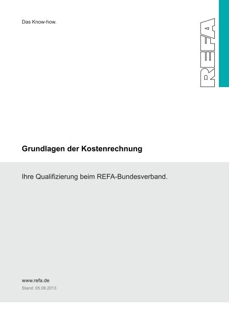 Grundlagen der Kostenrechnung als PDF Datei - Refa