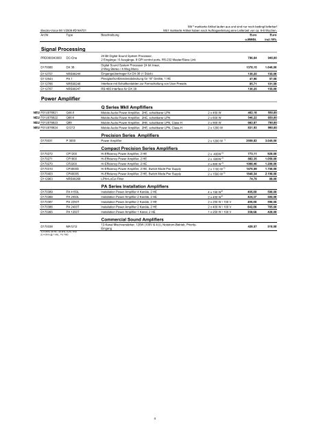 Pro Music Preisliste 1/2009 - audio concepts