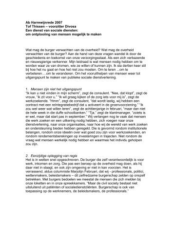2007: voorzitter Tof Thissen van Divosa, vereniging van directeuren ...