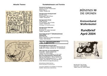 Rundbrief April 2004 - Bündnis 90 / DIE GRÜNEN Kreisverband ...