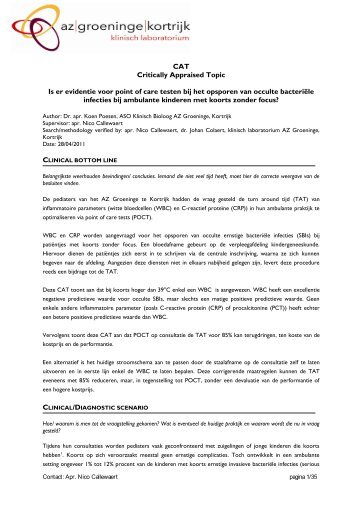 Is er evidentie voor point of care testen - UZ Leuven