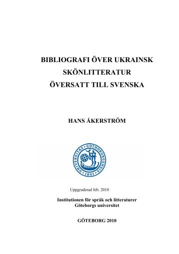 bibliografi över ukrainsk skönlitteratur översatt till ... - Slaviska språk