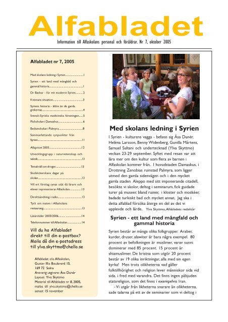 Reseberättelse från september 2005 - Svensk-Syriska Medicinska ...
