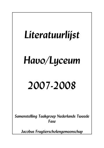 Keuzelijst literaire werken - Jacobus Fruytier - Literatuur in zicht