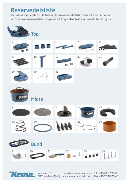 Reservedelsliste - Kema 1