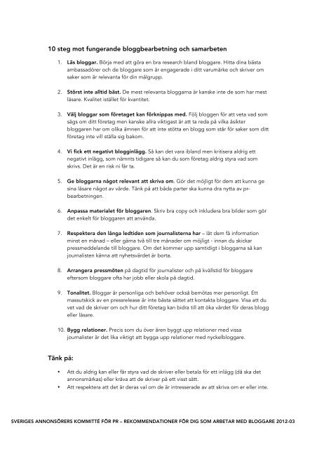 Rekommendationer för dig som arbetar med bloggare - Sveriges ...