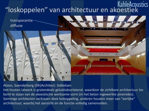 Akoestiek en Architectuur bij zalen voor de ... - Zichtlijnen