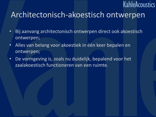 Akoestiek en Architectuur bij zalen voor de ... - Zichtlijnen