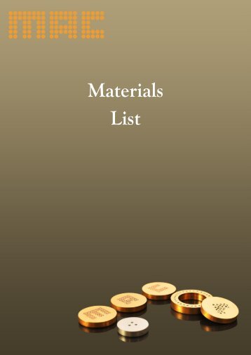 Download Materials List - Micro-Analysis Consultants Ltd