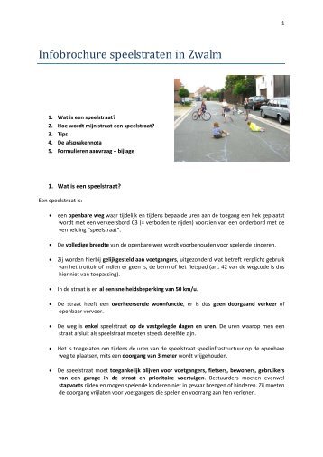 Infobrochure speelstraten in Zwalm - Gemeente Zwalm