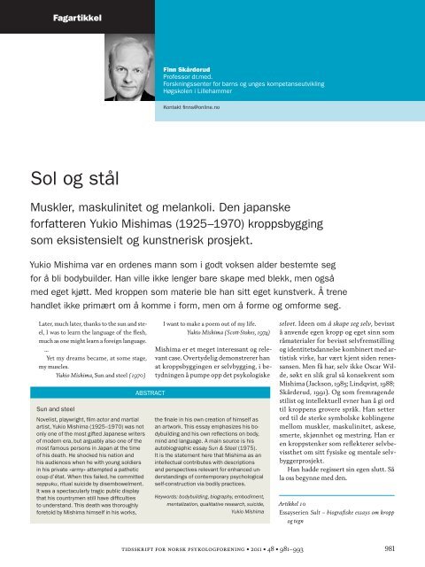 tidsskrift for norsk psykologforening • 2011 • 48