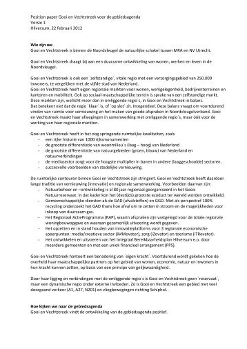 4a. Position-paper Gooi en Vechtstreek - Gewest Gooi en Vechtstreek