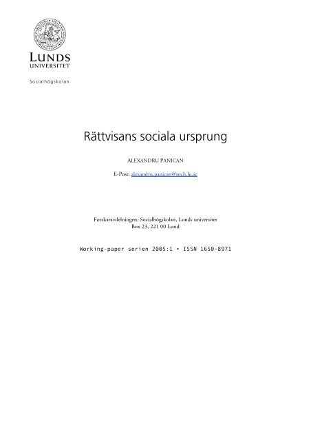 Working Paper serien 2005-1 - Humanekologi Lunds universitet