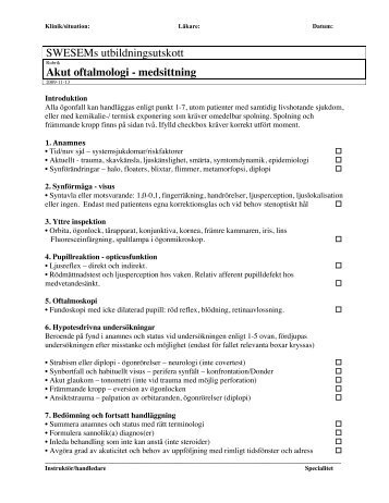 Oftalmologi medsittning - swesem