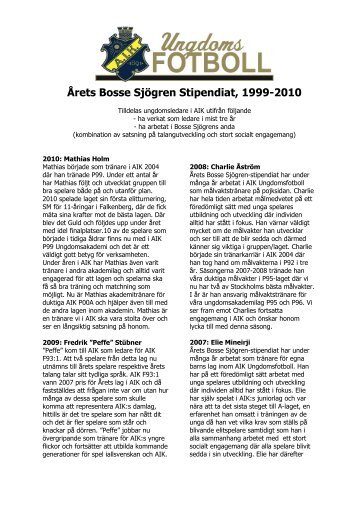 Årets Bosse Sjögren stipendiat, 1999-.pdf - AIK Fotboll