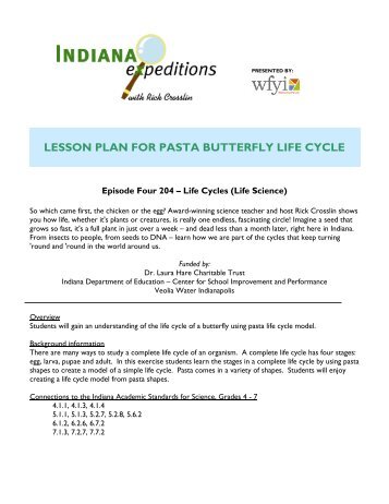 LESSON PLAN FOR PASTA BUTTERFLY LIFE CYCLE - WFYI