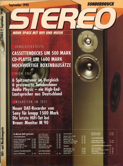 stereo sonderdruck german review «audio Physic Virgo - Willkommen