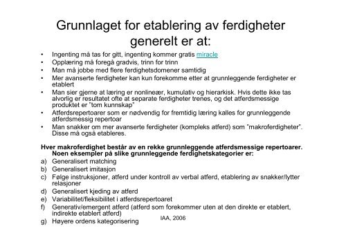 Verbal atferd og regelstyring - Om IAA