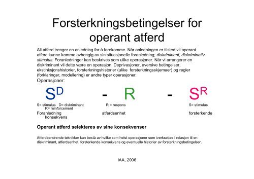 Verbal atferd og regelstyring - Om IAA