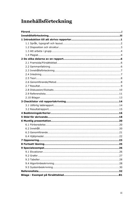 Att skriva och presentera rapporter - Teknisk-naturvetenskaplig ...