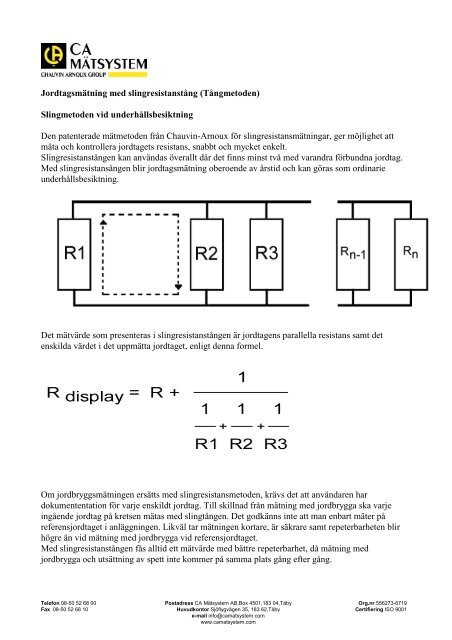 Tångmetoden - CA Mätsystem AB