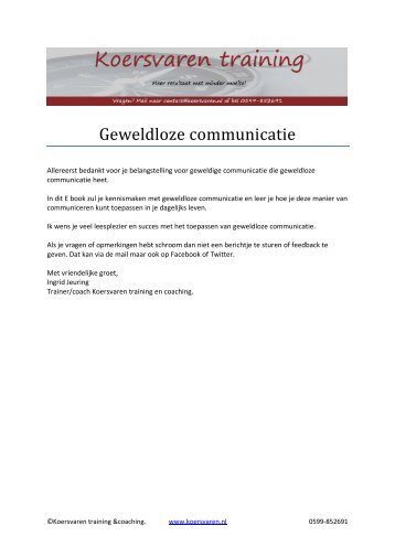 Geweldloze communicatie - Koersvaren training & coaching