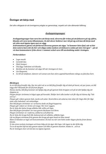 Några övningar att börja med och lästips - Pedagog Stockholm