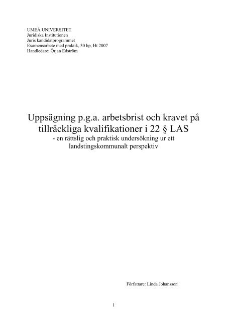 Uppsägning pga arbetsbrist och kravet på tillräckliga kvalifikationer i ...